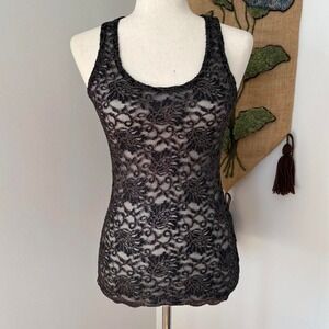 Black and Gold Lace Racerback Tank